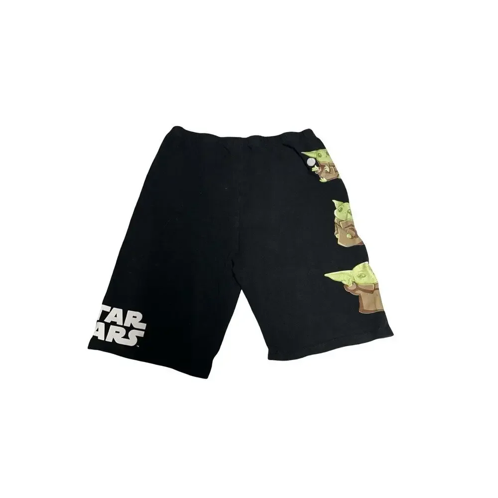 Star Wars Yoda Kids Large Bike Shorts Black Stretch Cotton Graphic Lucasfilm L